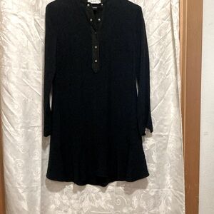 A.L.C. Short Black Dress, Long Sleeves, 100% Leather Trim, size 2